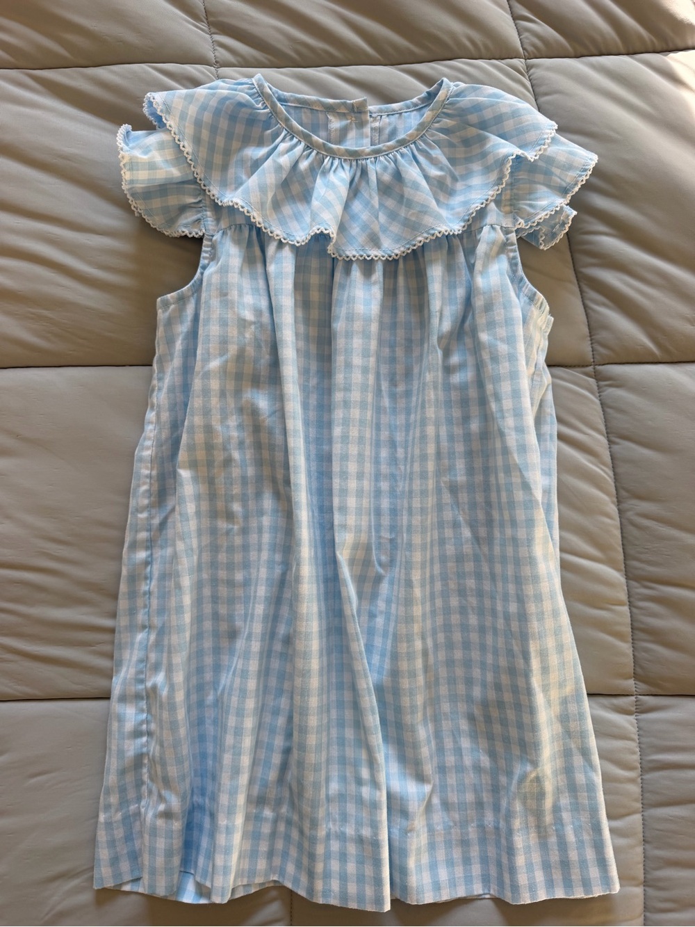 The Beaufort Bonnet Company Light Blue and White Gingham Ruffle Nightgown